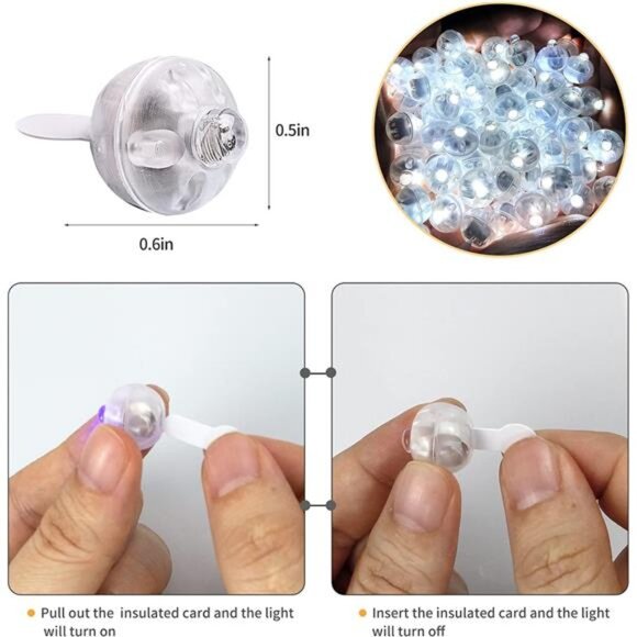 100pcs White Balloon Lights,Long Standby Time Waterproof Mini Light,Battery - Picture 3 of 7